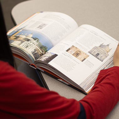 Student in library