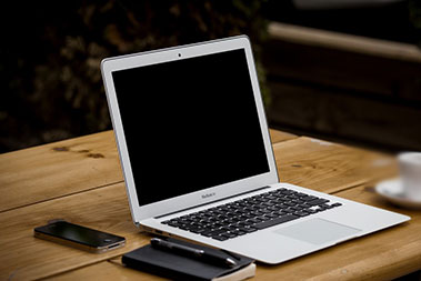 Laptop on table