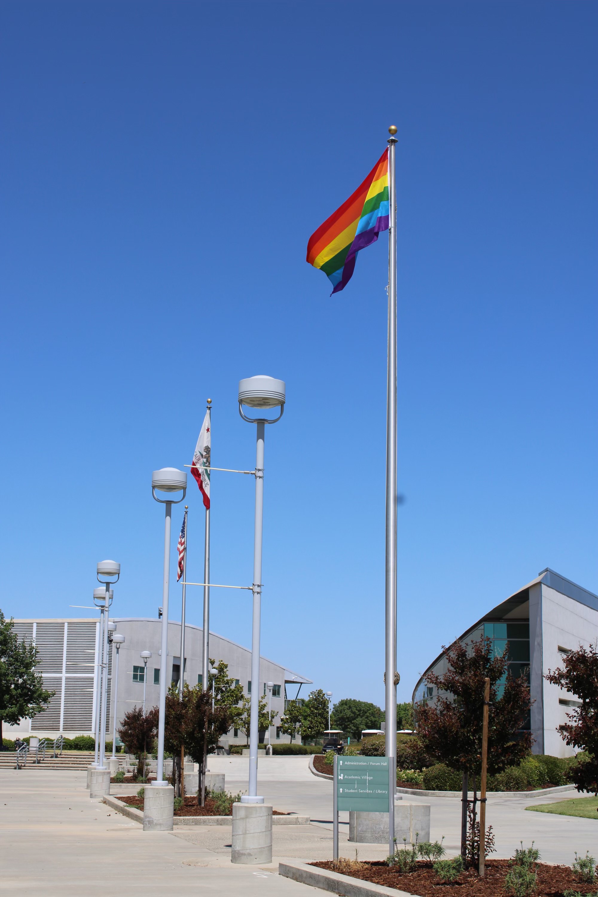 Pride flag being raised